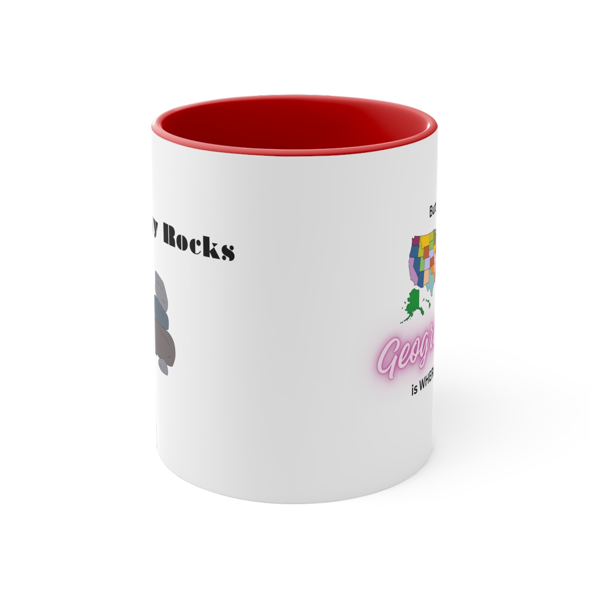 Estados Unidos sin nombre – Texto rosa mango azul claro – Taza de café decorativa, 11 oz 