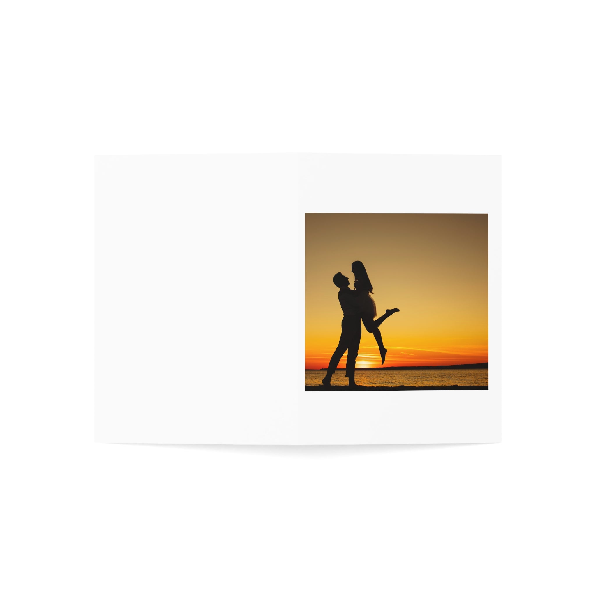 Greeting Cards - Couple on the beach at sunset