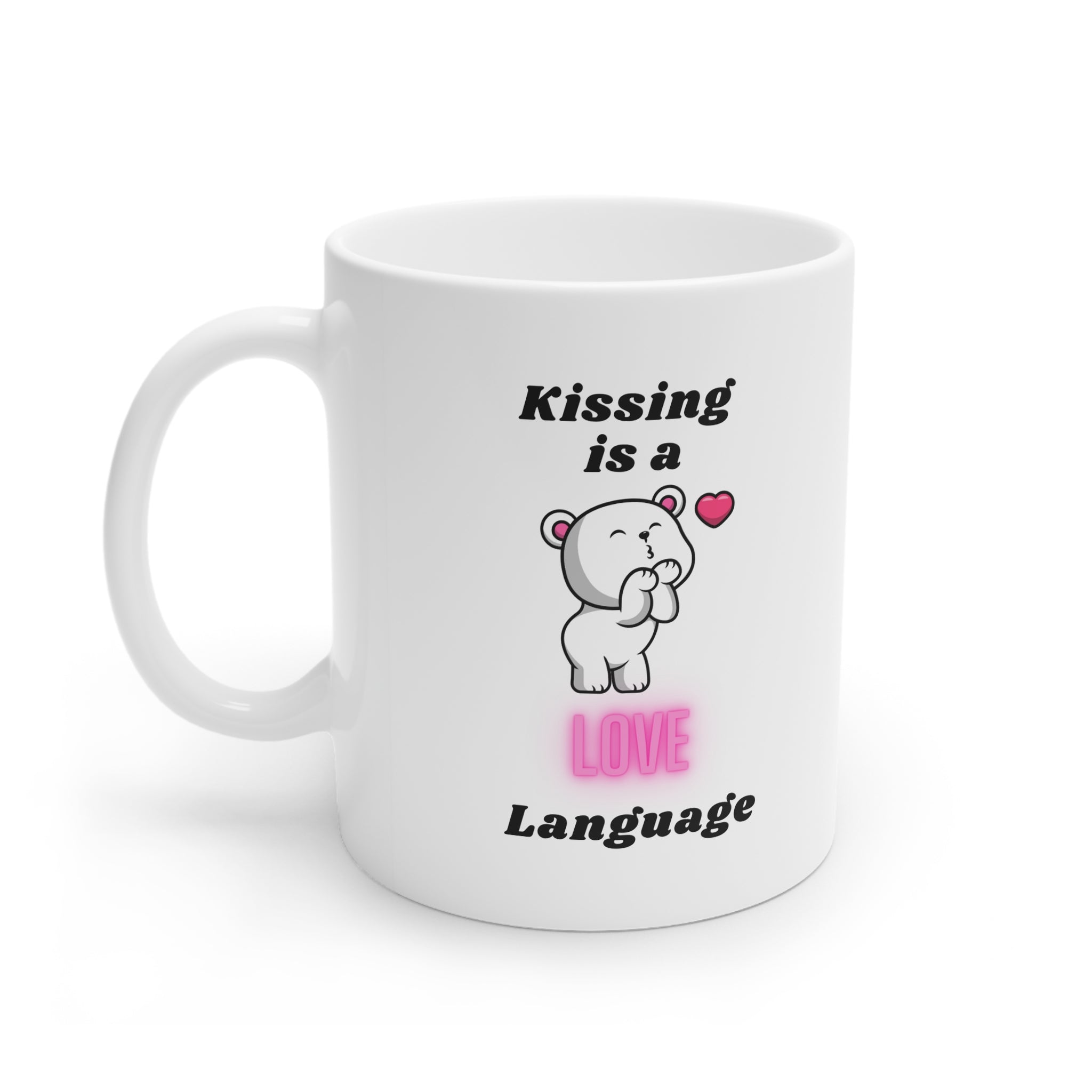 Embrasser est un amour Langue Voulez-vous démarrer une conversation ? - Tasse en céramique blanche, 11oz et 15oz 