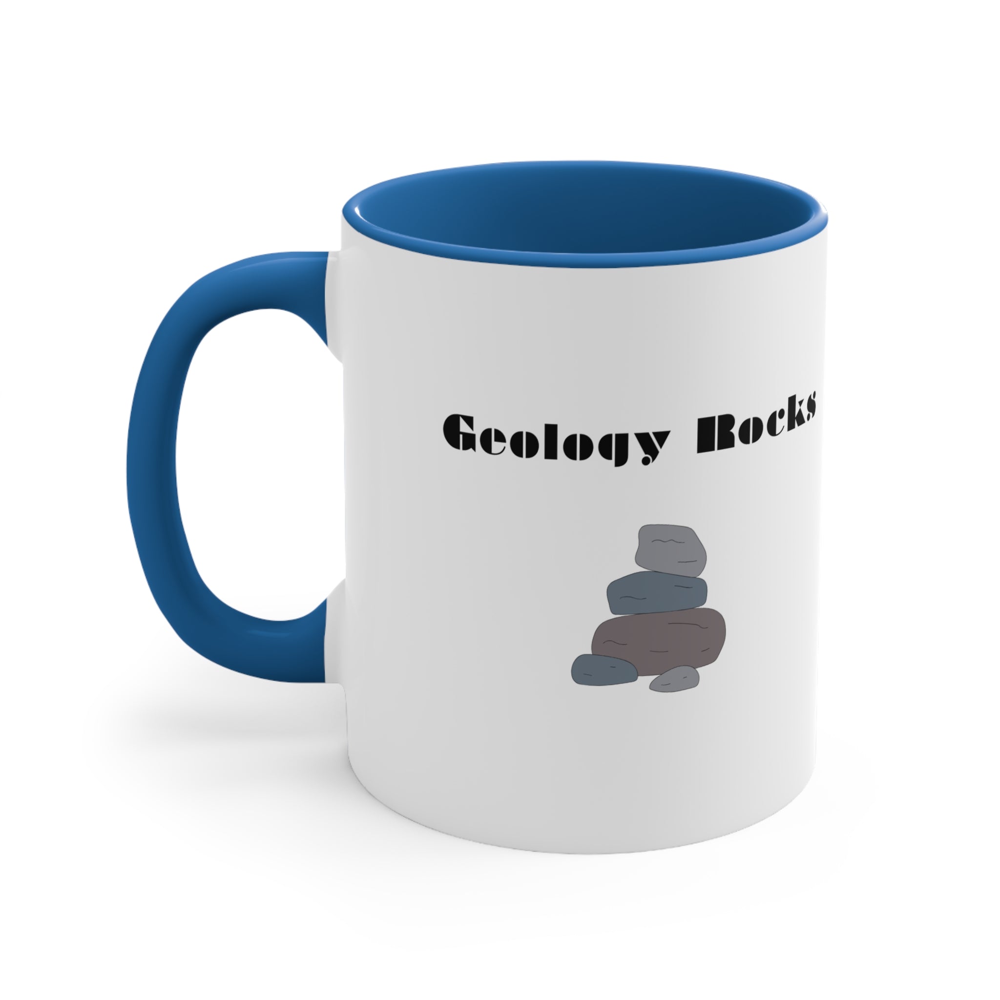 (Kids Canada Flag Purple Text Blue Handle) Geology Rocks - Accent Coffee Mug, 11oz