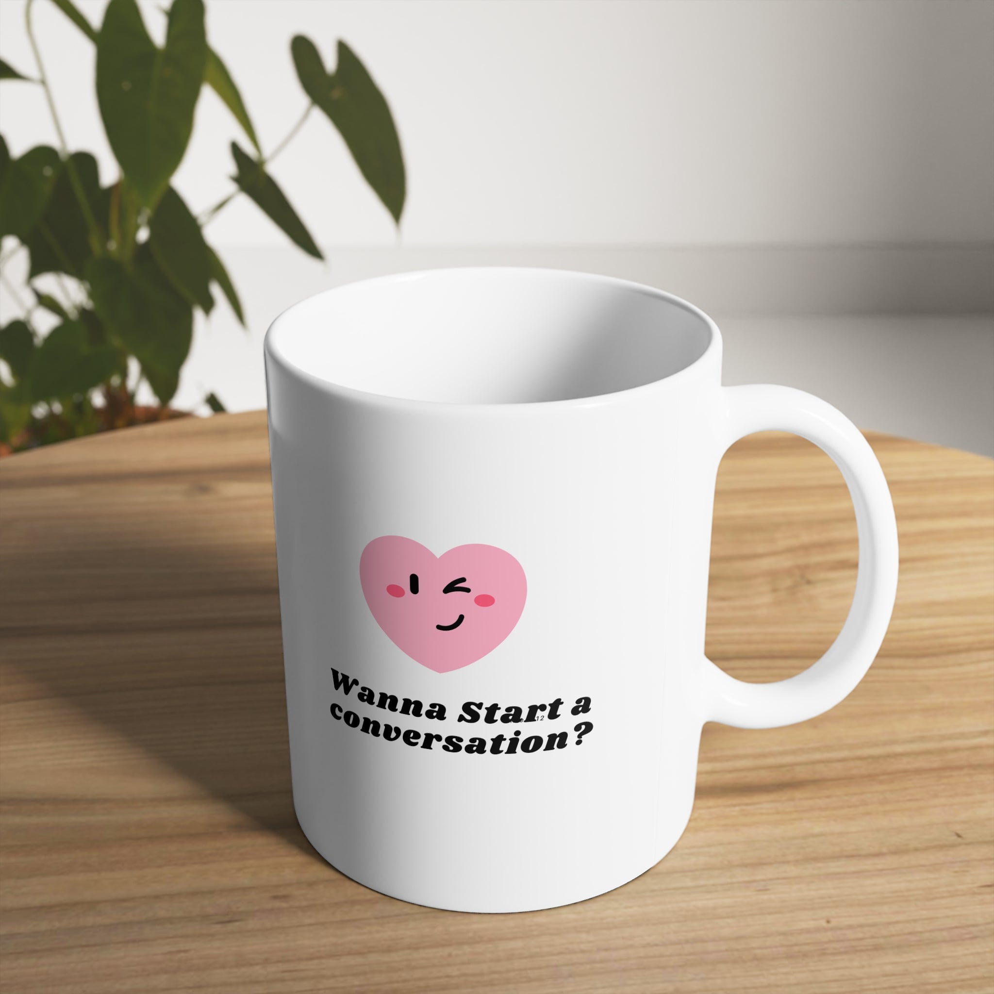 Besar es un amor Idioma ¿Quieres iniciar una conversación? - Taza de cerámica blanca, 11 oz y 15 oz 