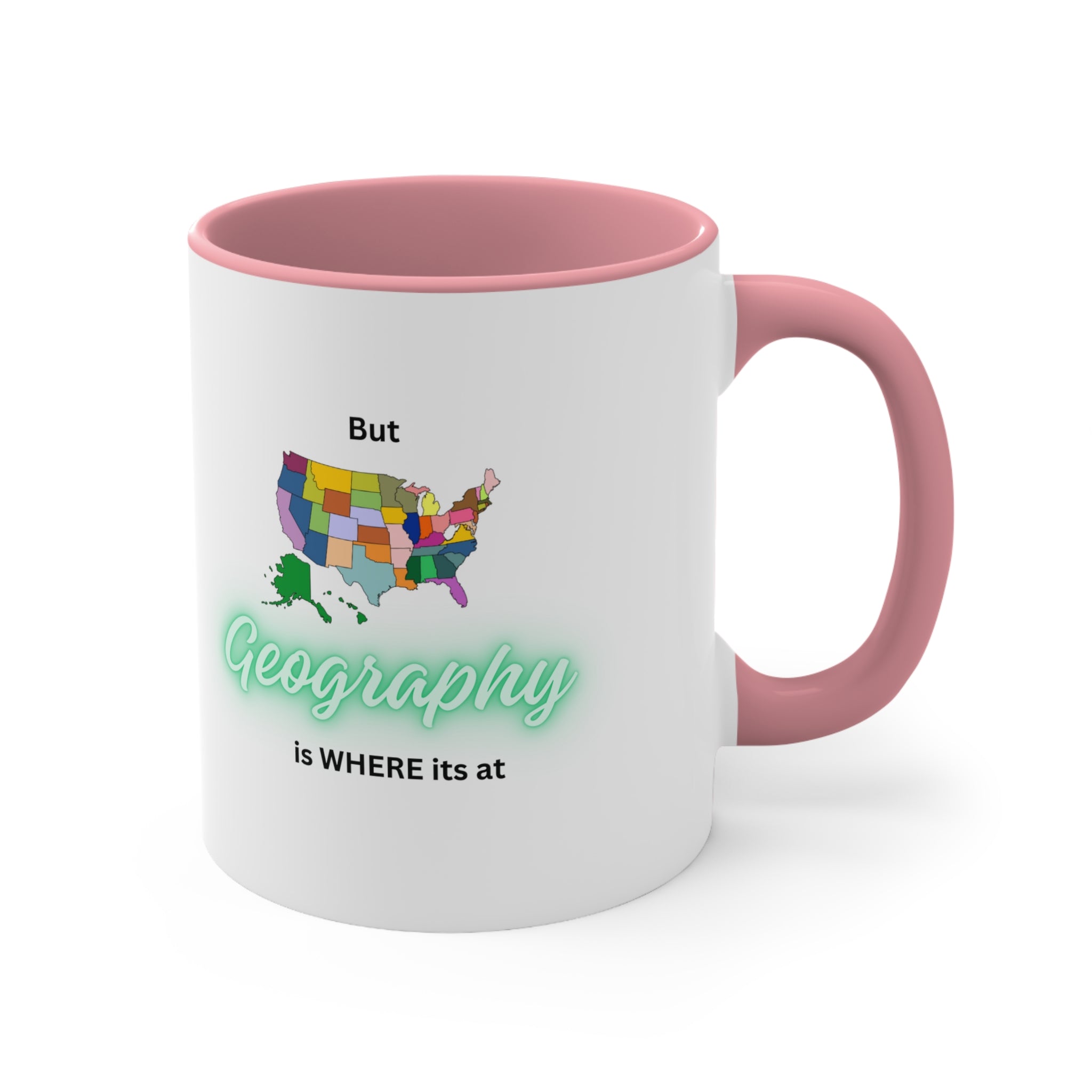 Estados Unidos sin nombre – Texto verde mango rojo – Taza de café decorativa, 11 oz 