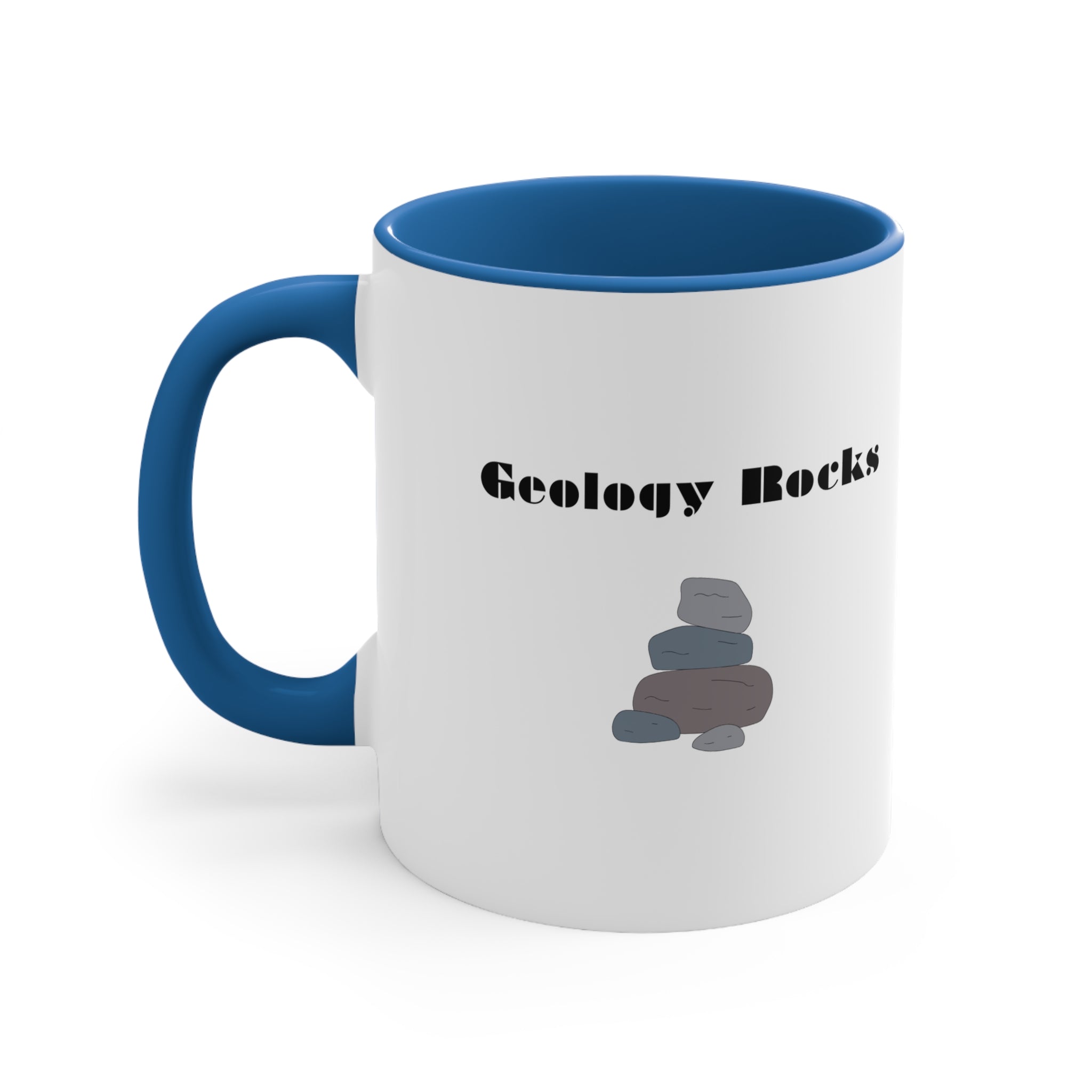 (Enfants Canada Drapeau Bleu Texte Poignée Bleu Clair) Géologie Roches – Tasse à café Accent, 11 oz 