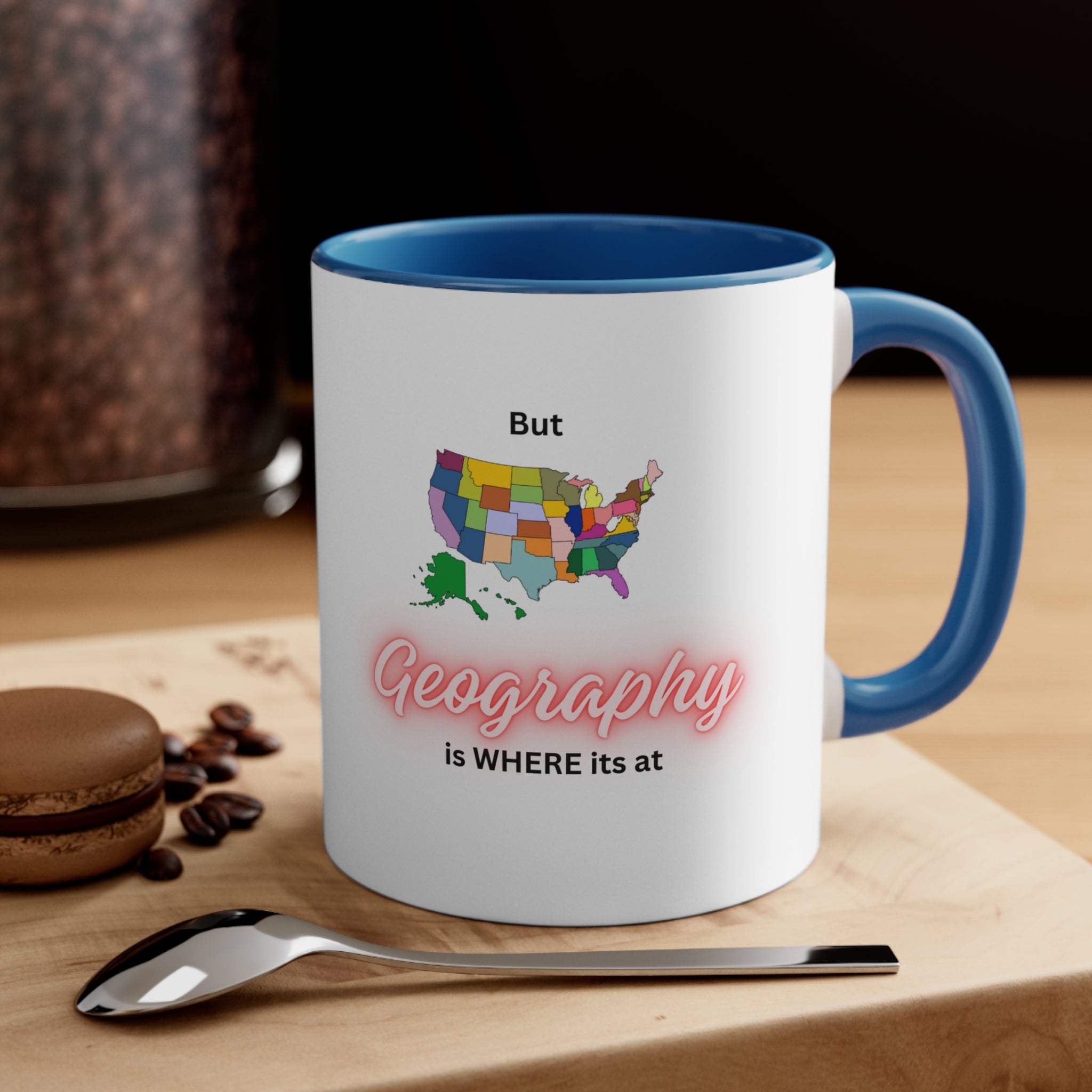 Estados Unidos sin nombre – Texto naranja mango negro – Taza de café decorativa, 11 oz 