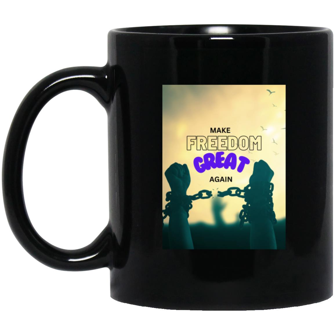 Make Freedom Great Again  - Black Mug (Purple Font)