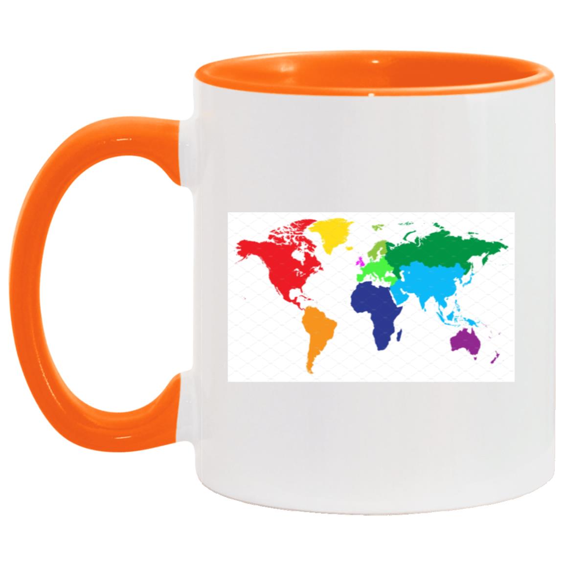 World Map 11oz Accent Mug